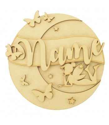 Laser Cut Personalised 3D Detailed Layered Circle Plaque - Fairy Themed